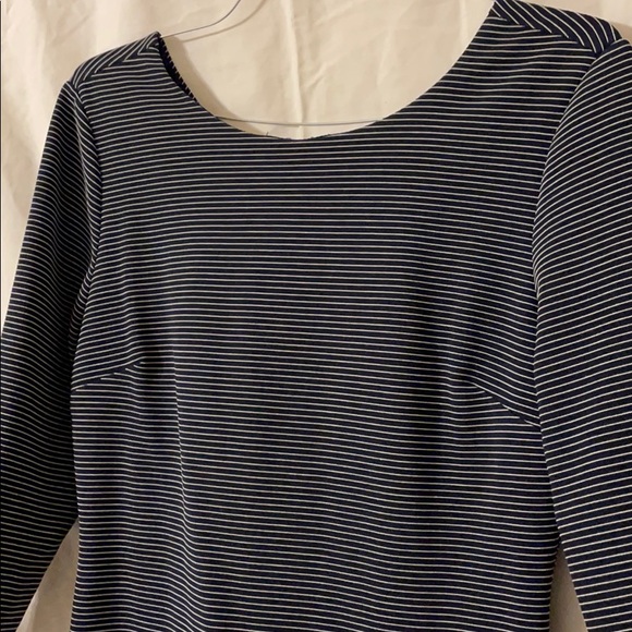 Navy Striped Lace Bottom Dress - Picture 3 of 5